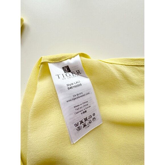 TIGER OF SWEDEN Laci Yellow 100% Silk Crepe Raglan T-Shirt Blouse, Size 38 / M - Picture 11 of 13